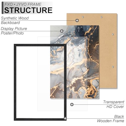 30x40 Inch Black Engineered Wood Picture Frame for Wall Hanging