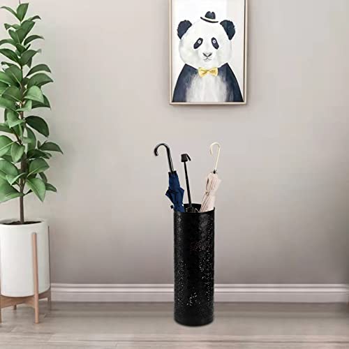Round Metal Umbrella Stand - Free Standing Entryway Storage Rack, Black