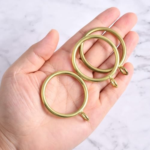 24-Piece Metal Curtain Rings with Eyelets, 1.5-Inch Inner Diameter, Gold