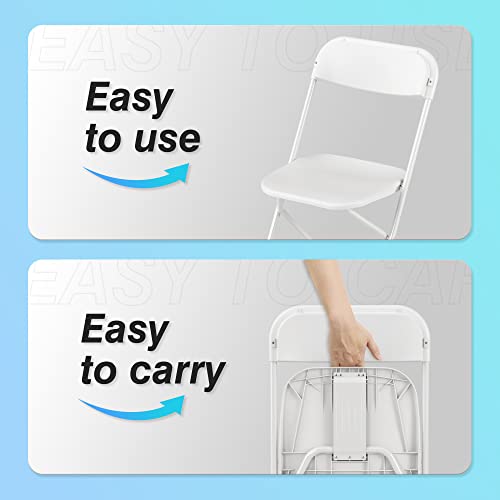 10-Pack Folding Chairs, 300lb Capacity Portable Plastic Chair with Steel Frame