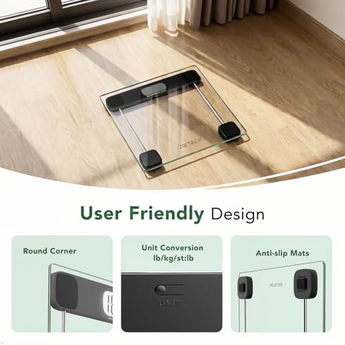 Digital Bathroom Scale for Body Weight, 400lb Capacity with Measuring Tape