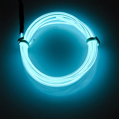 15ft Ice Blue Neon EL Wire with Battery Pack for Costumes and Parties