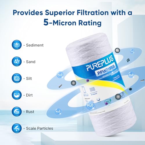 5 Micron 10 x 4.5 Whole House String Wound Sediment Water Filter, 2-Pack