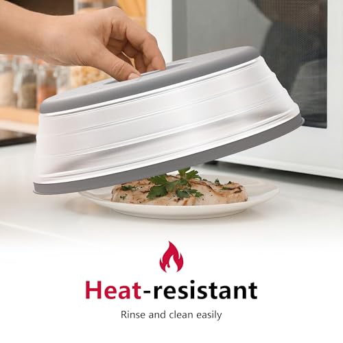 Collapsible Microwave Splatter Cover - Vented Food Guard & Colander (11 Inch)