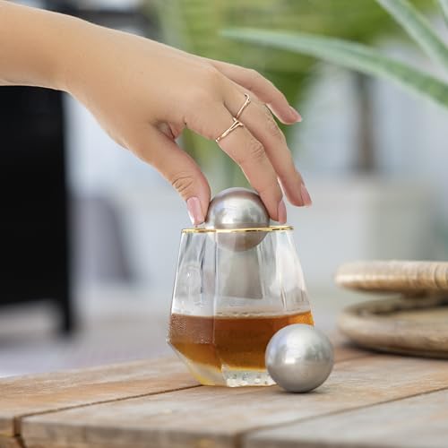 Outset Set of 2 Stainless Steel Ice Cube Spheres for Whisky & Cocktails, 1.57" Chillers