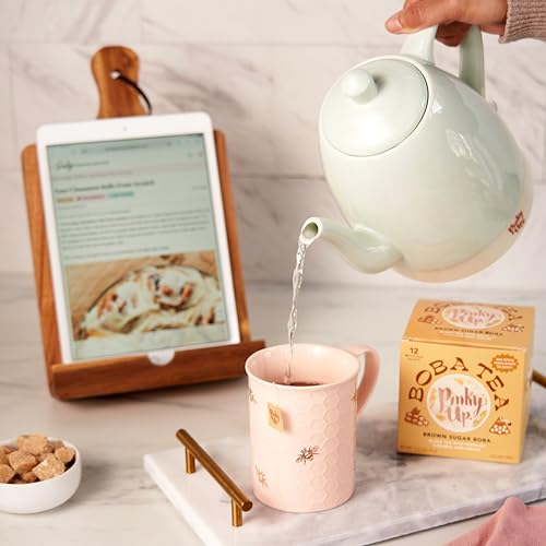 Honeycomb Pink 12oz Ceramic Tea Cup with Infuser & Lid - Travel Mug Set of 1