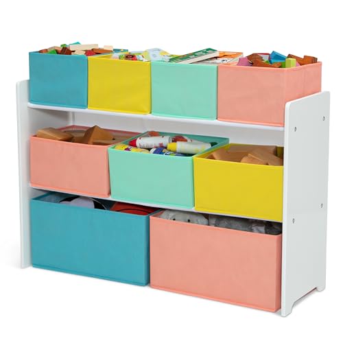 Deluxe Multi-Bin Toy Organizer with 9 Storage Bins - White