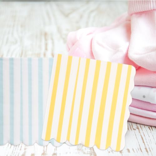 Tenceur 100 Pcs Summer Pastel Cocktail Paper Napkins with Scalloped Edges - Four Colors
