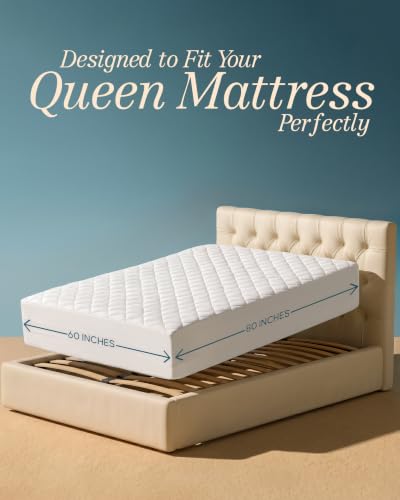 Utopia Bedding Queen Quilted Fitted Mattress Pad Deep Pocket White