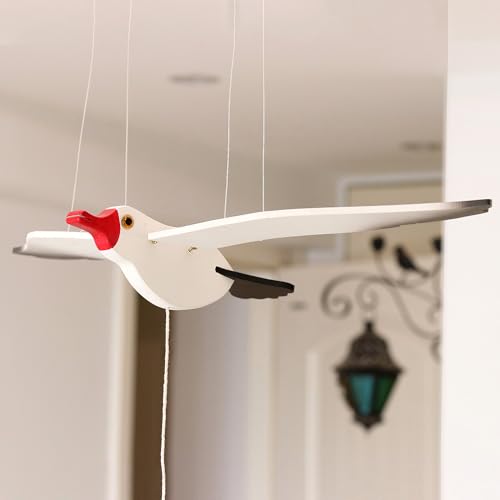 Wooden Flying Seagull Mobile 20-Inch Nautical Hanging Ornament Decor