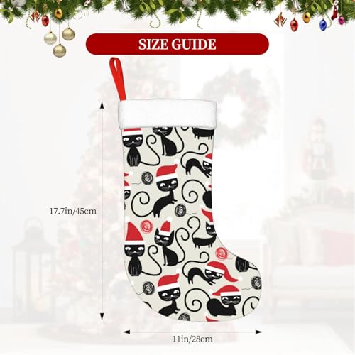 Personalized Christmas Stockings - Cute Funny Cats Kids Holiday Gift, 18 Inch Xmas Decor