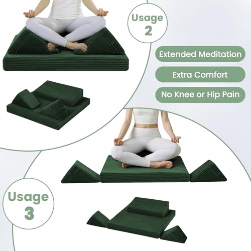 Meditation Cushion Set with Knee Support - Large Washable Yoga Floor Pillow