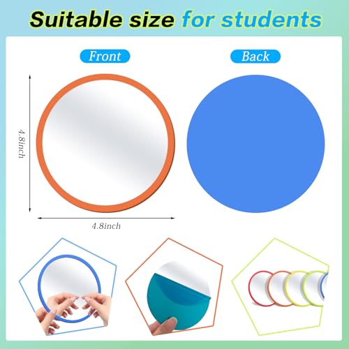 10 Pcs Unbreakable Plastic Mirrors for Kids, 4.8-Inch Round Safe Mirror Tiles
