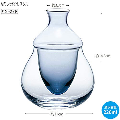 Toyo Sasaki Blue Glass Sake Cup 7.4oz, Cold Drinkware, Made in Japan