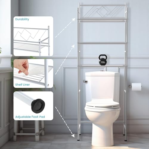 3-Tier Over-the-Toilet Bathroom Storage Cabinet, Freestanding Steel Organizer