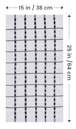 100% Ring Spun Cotton Kitchen Towels 12 Pack - 15x25 Inch Black Dish Towels