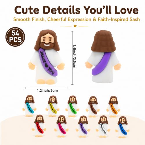54-Pack Mini Jesus Figurines - Silicone Pocket Figures for Easter & Church