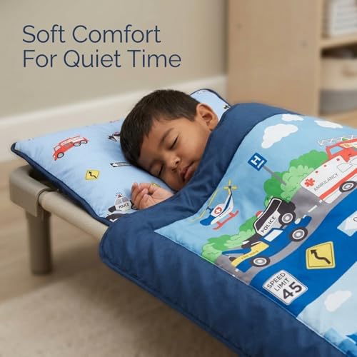 Everyday Kids Toddler Nap Mat with Removable Pillow - Fire & Police Rescue