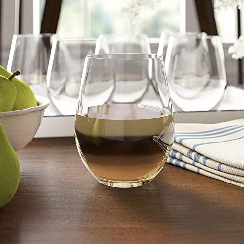 18oz Stemless Wine Glasses - Set of 6 Durable Crystal-Clear Drinkware