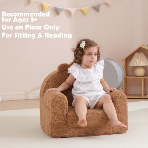 Convertible Bear Toddler Chair and Fold-Out Lounger with Washable Cover