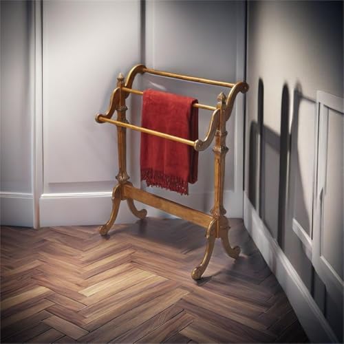 36-Inch Traditional Solid Rubberwood Blanket Rack in Vintage Oak Finish