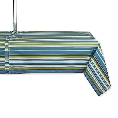 DII Summer Stripe Outdoor Zippered Tabletop Collection, Multi-use, Machine Washable, Tablecloth, 60x120, Beachy