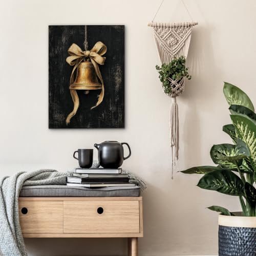 JMENGSSFL Vintage Christmas Bell Rustic Canvas Wall Art 11x14 | YH-Christmas-16