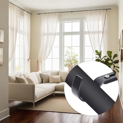 Adjustable Curtain Rod Brackets - Heavy Duty Iron Wall Hooks for 1 Inch Rods