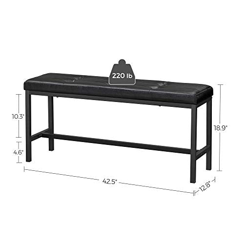 Upholstered Dining Bench with PU Leather Seat and Steel Frame, 42.5 Inch