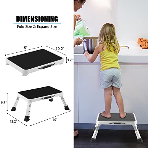Height-Adjustable Folding Step Stool with Non-Slip Platform (330 lbs Capacity)