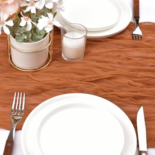 Terracotta Cheesecloth Table Runner 10ft x 3pcs - Fall Thanksgiving Wedding Decor