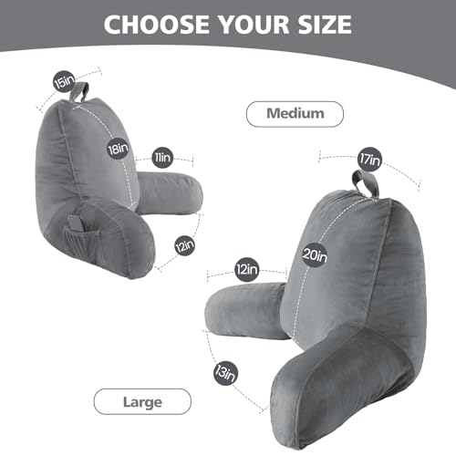 Adjustable Memory Foam Reading Pillow with Arms - Large Gray