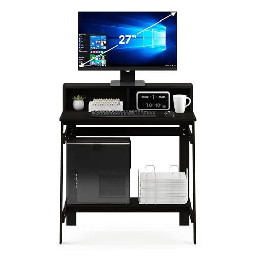 A-Frame Computer Desk with Monitor Stand and Hutch, Espresso