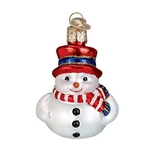 Mini Snowman Glass Christmas Ornaments, Set of 6 Hand-Painted Decorations