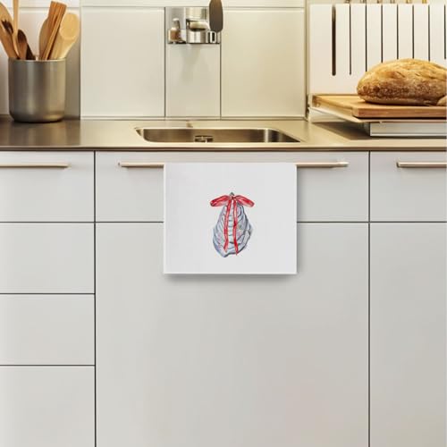ERYBHKRTYH Red-01 Coquette Oyster Kitchen Towels - Christmas Waffle Dish Towels, 16x24 Inches