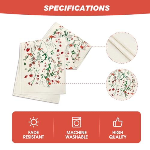 Artoid Mode 13 x 72 Inch Floral Leaves Table Runner for Christmas & Holiday Decor