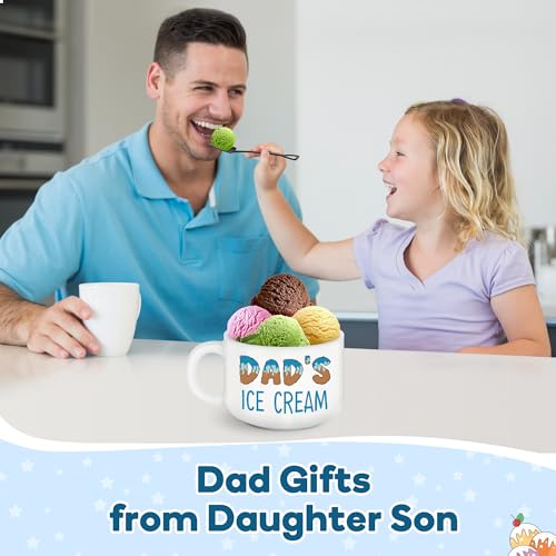 Dad Ice Cream Bowl with Shovel Spoon Set - Funny Father's Day Gift from Daughter Son