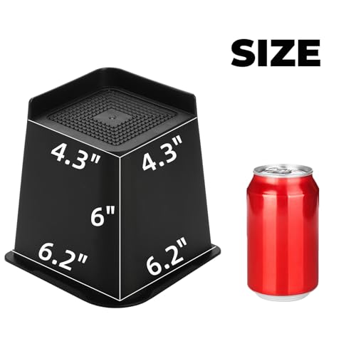 6 Inch Heavy Duty Bed Risers - 4 Pack Furniture Lifts for Stability