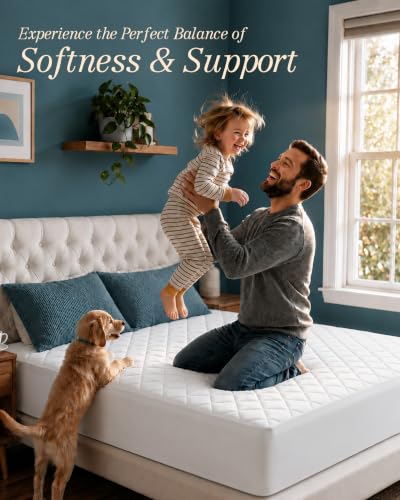 Utopia Bedding Queen Quilted Fitted Mattress Pad Deep Pocket White