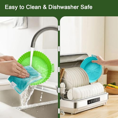 8-Inch Reusable Silicone Air Fryer Liners - 3 Pack Non-Stick Pots