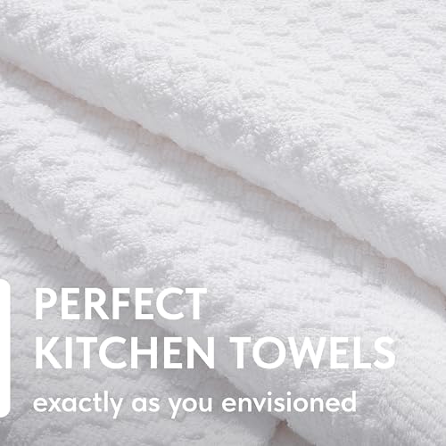 100% Cotton Kitchen Towels - 12 Pack Super Absorbent Dobby Weave Dish Towels
