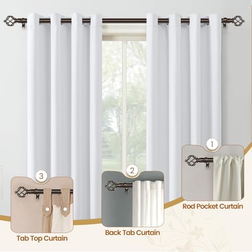 Adjustable Bronze Curtain Rod 32-58", 3/4" Metal Drapery Rod with Cage Finials