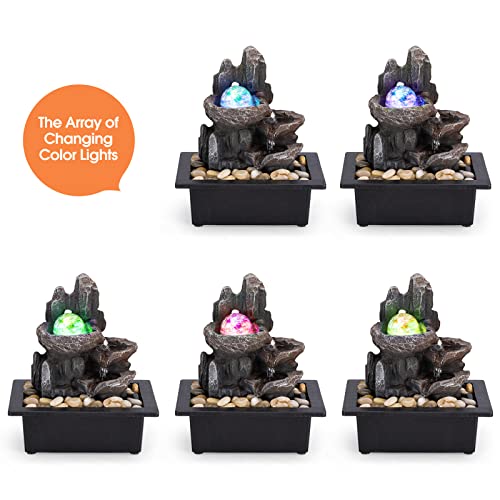Indoor Tabletop Rock Waterfall Fountain with LED Lights & Rolling Ball