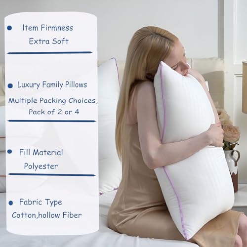 VAINOC King Size Bed Pillows Set of 2 - Breathable Gel Down Alternative