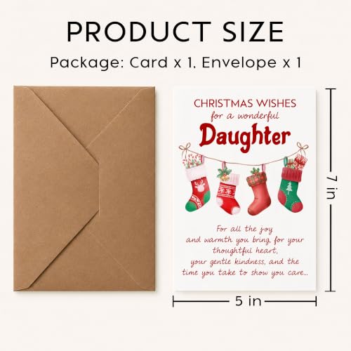 Personalized Christmas Card for Daughter - Heartfelt Holiday Greeting with Envelope