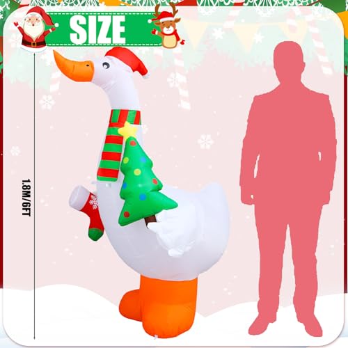 Shappy 6ft Christmas Inflatable Goose with LED Lights — Outdoor Decor