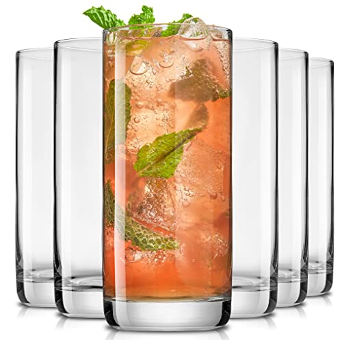 13oz Highball Glasses - Lead-Free Crystal Drinking Glass Set, 6-Piece