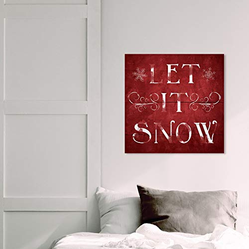 Wynwood Studio Let It Snow 20" x 20" Christmas Canvas Wall Art, Red/White