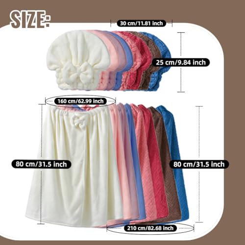 Plus Size Adjustable Bath Skirt Towel Wrap & Quick-Dry Hair Cap Set