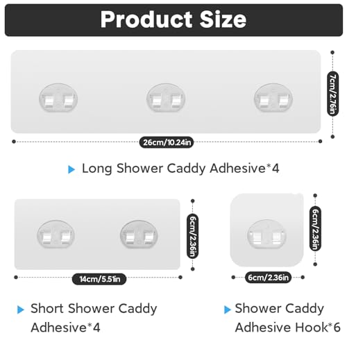 Lsnisni 14 Pack Shower Caddy Adhesive Replacement Waterproof Hooks No Drilling